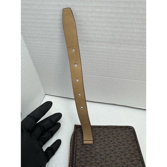 Michael Kors Brown MK Signature Fanny Pack Belt Bag Medium with gold chain Small - Picture 9 of 10